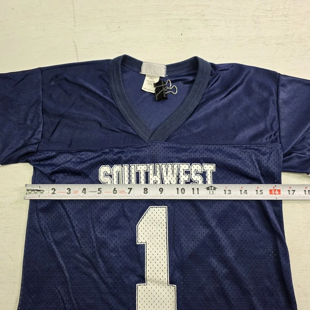 Vintage Southwest Blue Mesh Football Jersey Third Street Youth‎ Boys M 10/12 USA